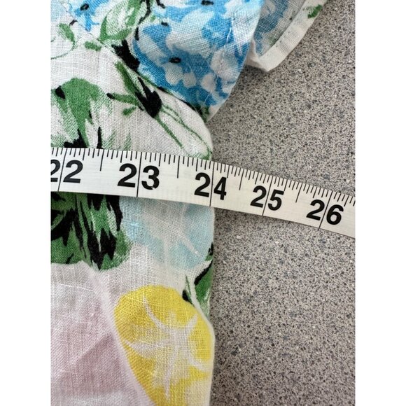 Charter Club Luxury Linen Blouse Women XL Floral Tassel V-Neck White Flutter Sle - Picture 7 of 8